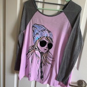 Justice 18/20 plus sequins baseball tee